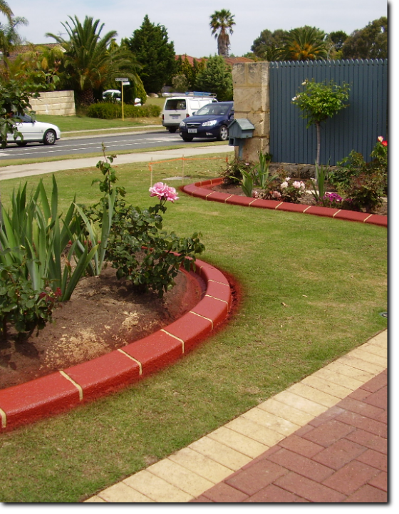 RED Glazed Kerbing Unique Kerbing Glazed Concrete Garden Edging Perth WA